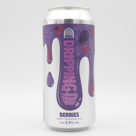 This is a can of Vault City - Dripping In Berries - 5.5% (440ml). It is a Sour craft beer available to buy from Ghost Whale, voted London's best craft beer shop.