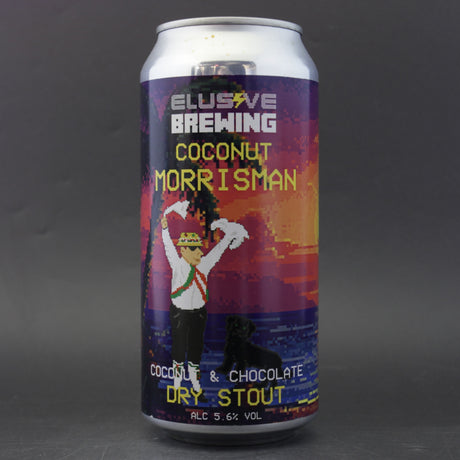 This is a can of Elusive Brewing - Coconut Morrisman - 5.6% (440ml). It is a Stout / Porter craft beer available to buy from Ghost Whale, voted London's best craft beer shop.