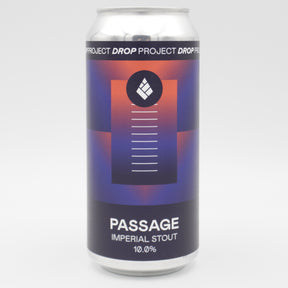 This is a can of Drop Project - Passage - 10% (440ml). It is a Imperial Stout / Porter craft beer available to buy from Ghost Whale, voted London's best craft beer shop.