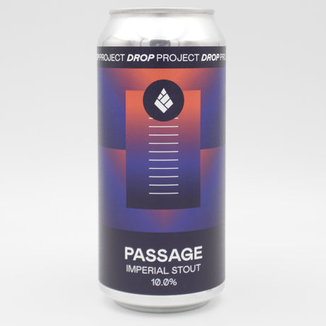 This is a can of Drop Project - Passage - 10% (440ml). It is a Imperial Stout / Porter craft beer available to buy from Ghost Whale, voted London's best craft beer shop.