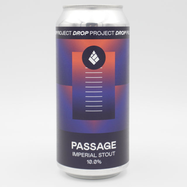 This is a can of Drop Project - Passage - 10% (440ml). It is a Imperial Stout / Porter craft beer available to buy from Ghost Whale, voted London's best craft beer shop.