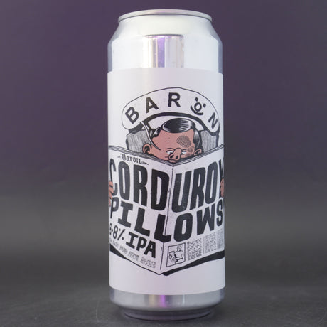 This is a can of Baron - Corduroy Pillows - 6.8% (500ml). It is a IPA craft beer available to buy from Ghost Whale, voted London's best craft beer shop.