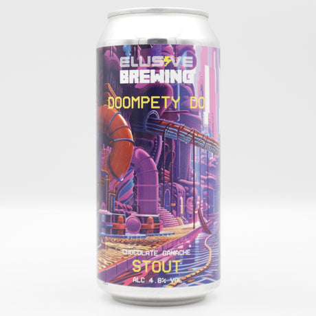 This is a can of Elusive Brewing - Doompety Do - 4.8% (440ml). It is a Stout / Porter craft beer available to buy from Ghost Whale, voted London's best craft beer shop.