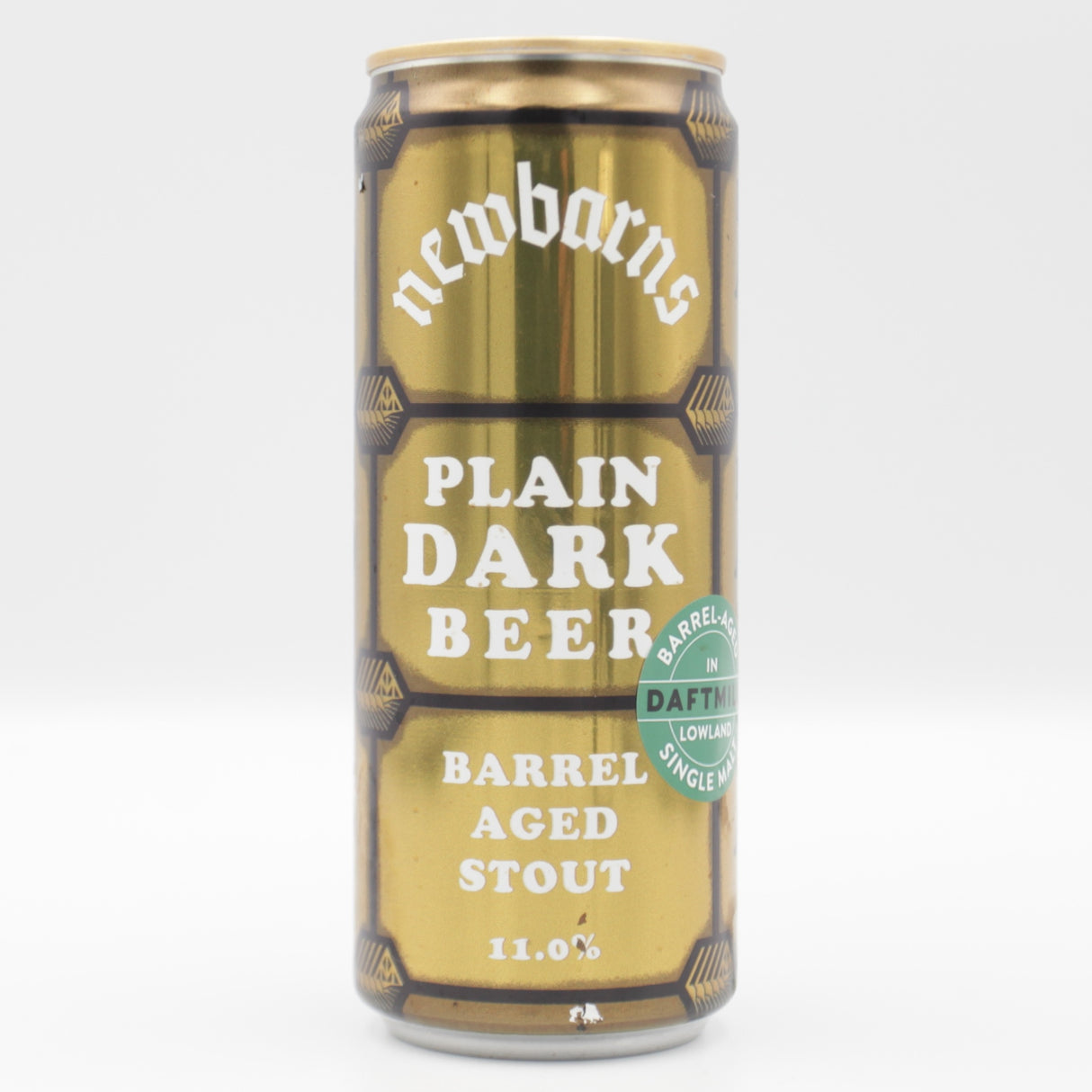 This is a can of Newbarns - Barrel Aged Plain Dark Beer 2026 - 11% (330ml). It is a Imperial Stout / Porter craft beer available to buy from Ghost Whale, voted London's best craft beer shop.