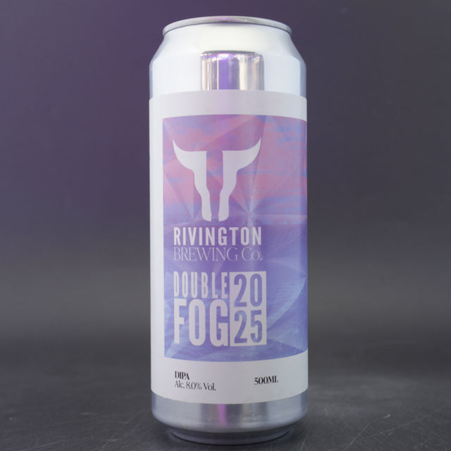 This is a can of Rivington - Double Fog (2025) - 8% (500ml). It is a Double IPA craft beer available to buy from Ghost Whale, voted London's best craft beer shop.