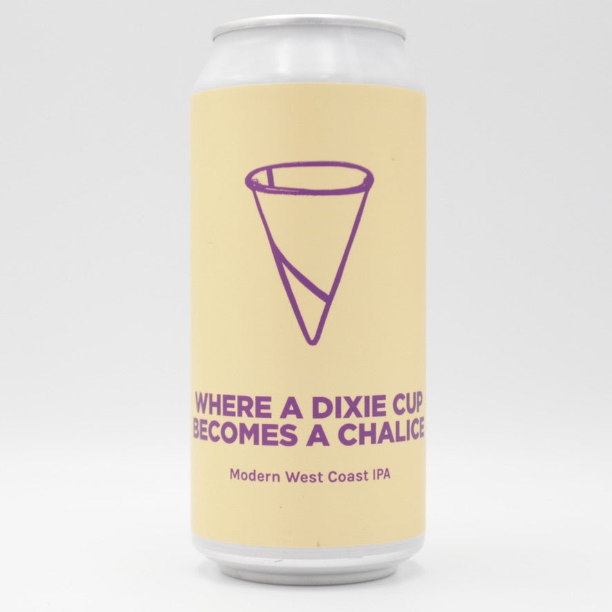 This is a can of Pomona Island - Where A Dixie Cup Becomes A Chalice - 6.6% (440ml). It is a IPA craft beer available to buy from Ghost Whale, voted London's best craft beer shop.