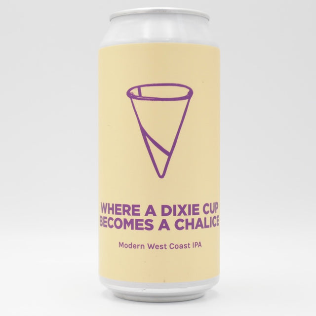 This is a can of Pomona Island - Where A Dixie Cup Becomes A Chalice - 6.6% (440ml). It is a IPA craft beer available to buy from Ghost Whale, voted London's best craft beer shop.