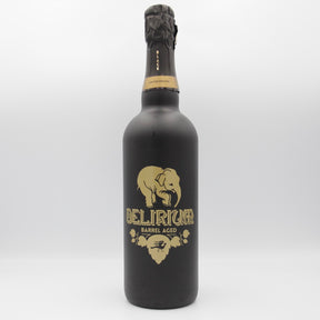 This is a sharing bottle of Huyghe - Delirium Black Barrel Aged (2025) - 11.8% (750ml). It is a Belgian Style craft beer available to buy from Ghost Whale, voted London's best craft beer shop.