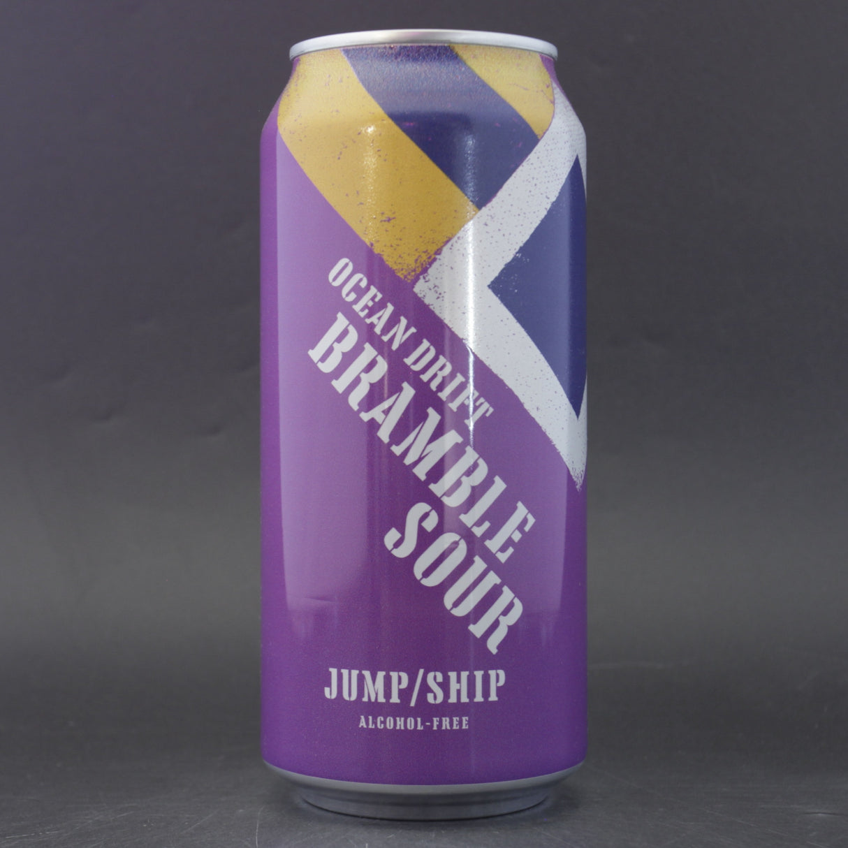 This is a can of Jump Ship Brewing - Ocean Drift Bramble Sour - 0.5% (440ml). It is a Sour craft beer available to buy from Ghost Whale, voted London's best craft beer shop.