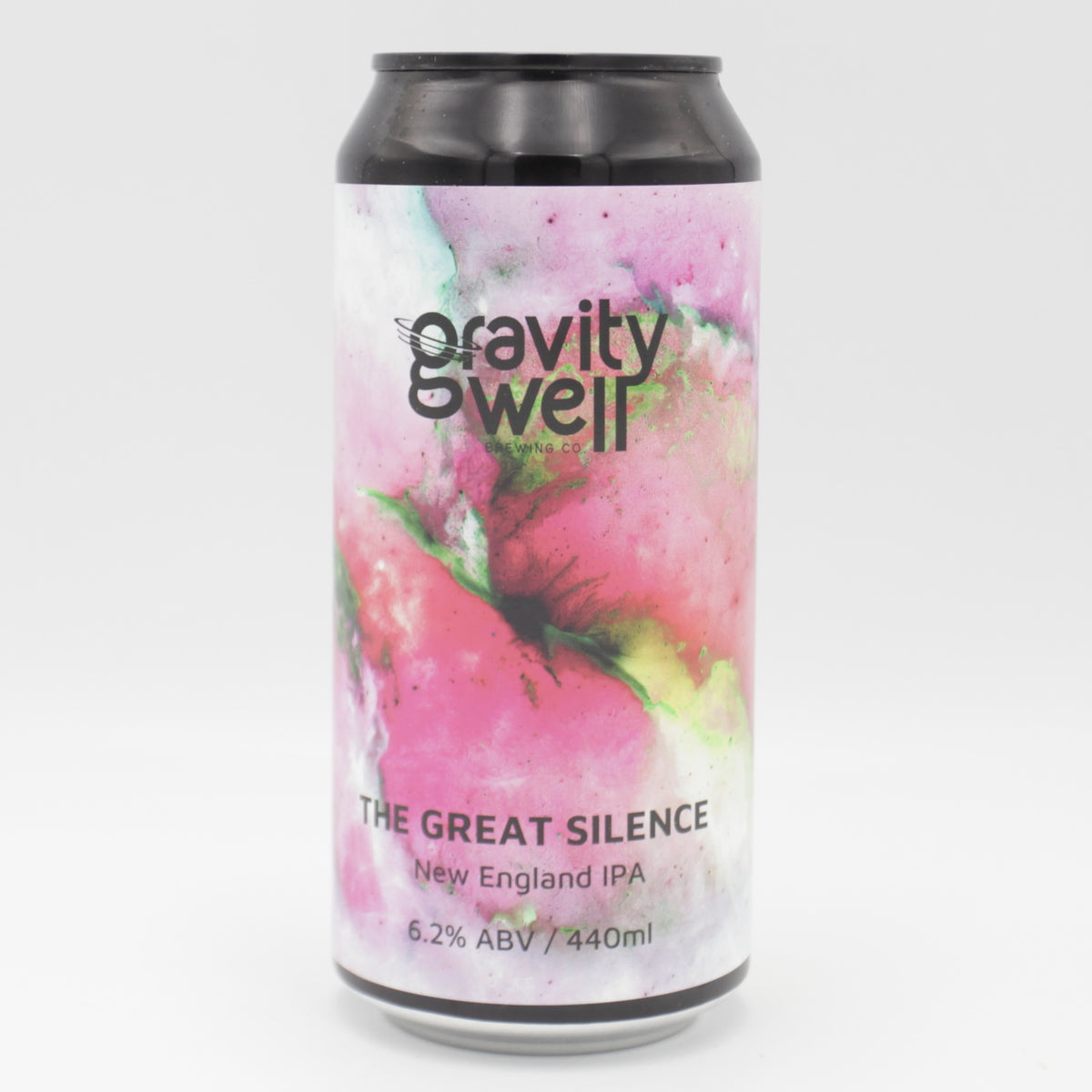This is a can of Gravity Well - The Great Silence - 6.2% (440ml). It is a IPA craft beer available to buy from Ghost Whale, voted London's best craft beer shop.