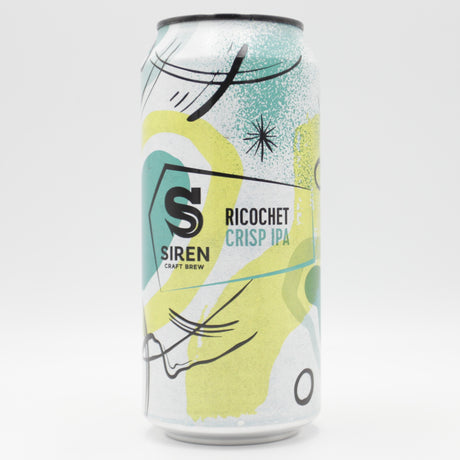 This is a can of Siren - Ricochet - 5.3% (440ml). It is a IPA craft beer available to buy from Ghost Whale, voted London's best craft beer shop.
