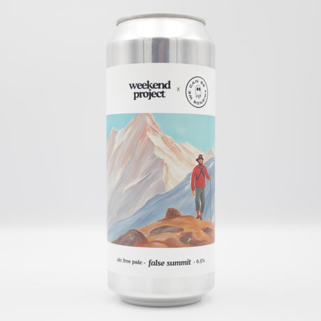 This is a can of Weekend Project / We Can Be Friends - False Summit - 0.5% (500ml). It is a Pale Ale craft beer available to buy from Ghost Whale, voted London's best craft beer shop.