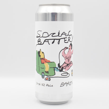 This is a can of Baron - Social Battery - 3.4% (500ml). It is a Pale Ale craft beer available to buy from Ghost Whale, voted London's best craft beer shop.