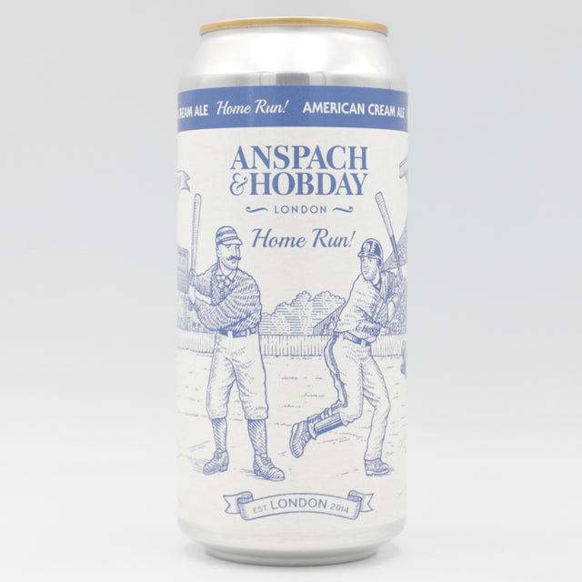 This is a can of Anspach & Hobday - Home Run! - 4.5% (440ml). It is a Lager / Pilsner / Kölsch craft beer available to buy from Ghost Whale, voted London's best craft beer shop.