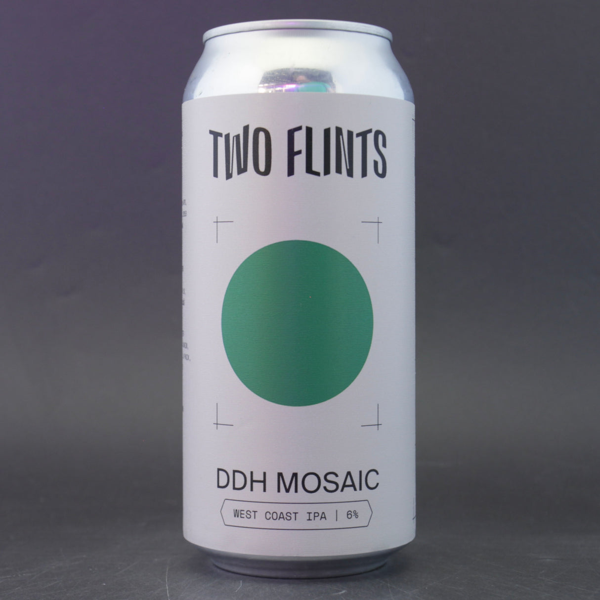 This is a can of Two Flints - DDH Mosaic - 6% (440ml). It is a IPA craft beer available to buy from Ghost Whale, voted London's best craft beer shop.