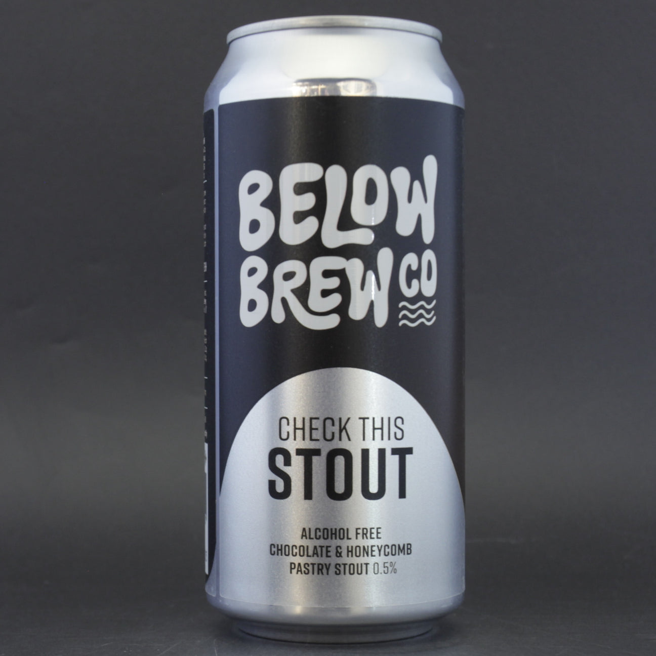 This is a can of Below Brew Co - Check This Stout - 0.5% (440ml). It is a Stout / Porter craft beer available to buy from Ghost Whale, voted London's best craft beer shop.