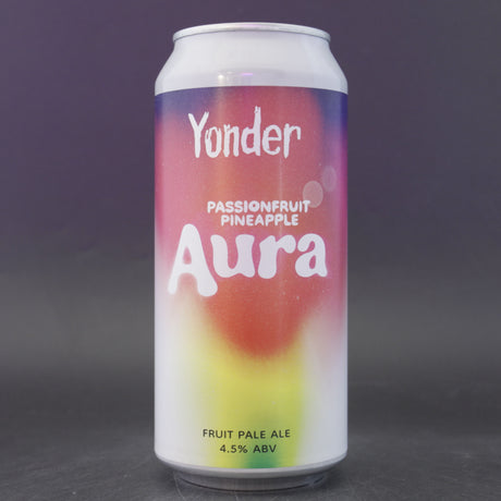 This is a can of Yonder - Aura - 4.5% (440ml). It is a Pale Ale craft beer available to buy from Ghost Whale, voted London's best craft beer shop.