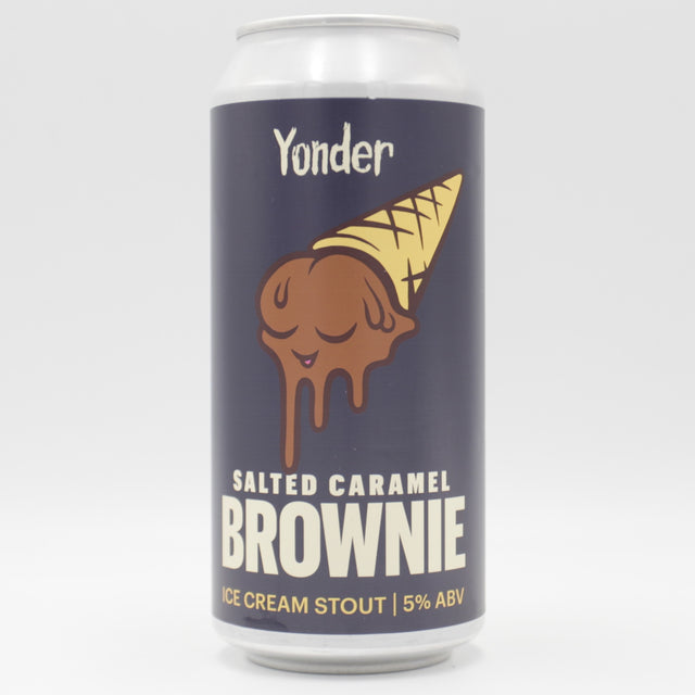 This is a can of Yonder - Salted Caramel Brownie - 5% (440ml). It is a Stout / Porter craft beer available to buy from Ghost Whale, voted London's best craft beer shop.