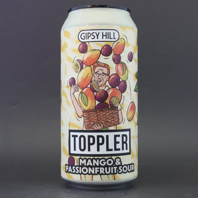 This is a can of Gipsy Hill - Toppler - 3.4% (440ml). It is a Sour craft beer available to buy from Ghost Whale, voted London's best craft beer shop.