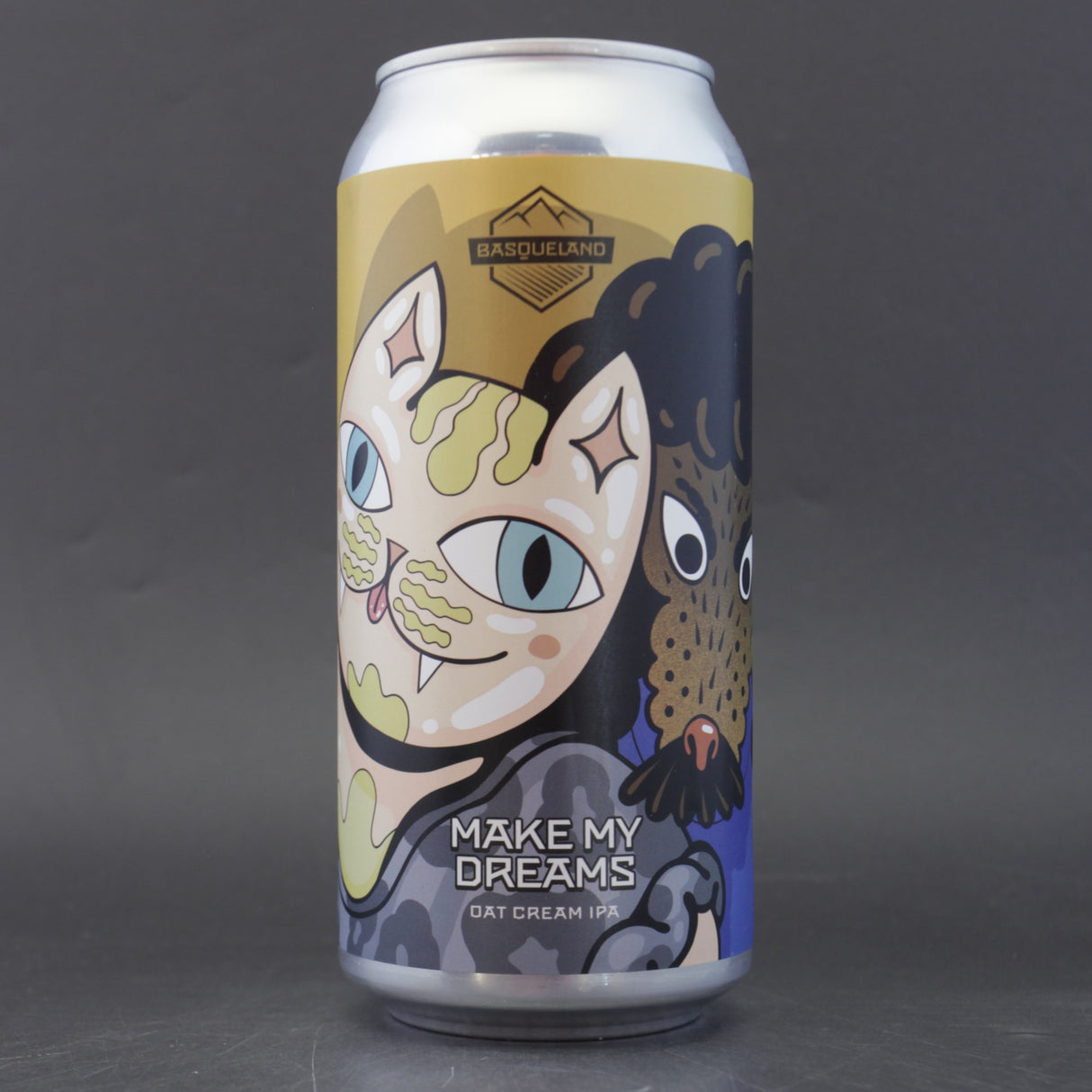 This is a can of Basqueland - Make My Dreams - 7% (440ml). It is a IPA craft beer available to buy from Ghost Whale, voted London's best craft beer shop.