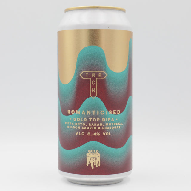This is a can of Track - Gold Top: Romanticised - 8.4% (440ml). It is a Double IPA craft beer available to buy from Ghost Whale, voted London's best craft beer shop.