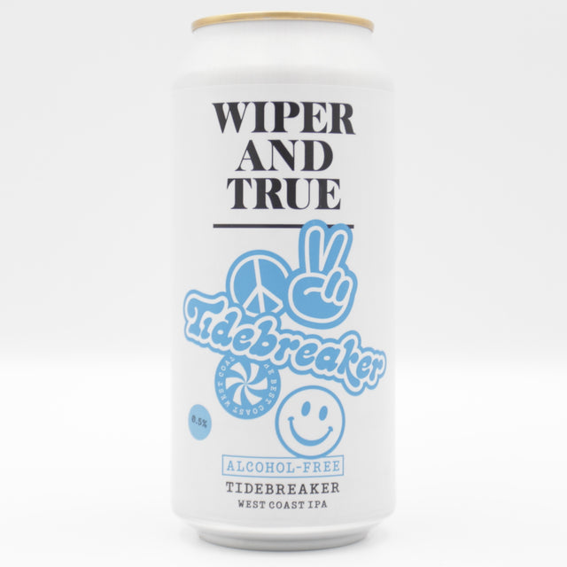 This is a can of Wiper And True - Tide Breaker - 0.5% (440ml). It is a IPA craft beer available to buy from Ghost Whale, voted London's best craft beer shop.