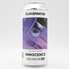 This is a can of Cloudwater - Innocence - 8% (440ml). It is a Double IPA craft beer available to buy from Ghost Whale, voted London's best craft beer shop.