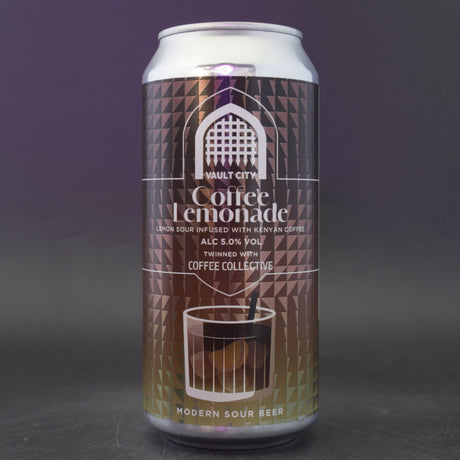 This is a can of Vault City - Coffee Lemonade - 5% (440ml). It is a Sour craft beer available to buy from Ghost Whale, voted London's best craft beer shop.
