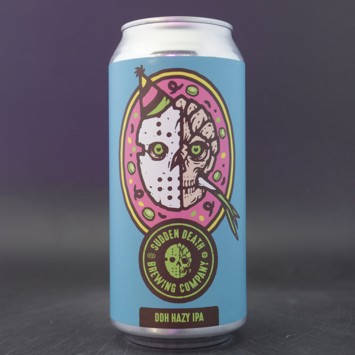 This is a can of Sudden Death - Green Onion Georgie - 6.6% (440ml). It is a IPA craft beer available to buy from Ghost Whale, voted London's best craft beer shop.