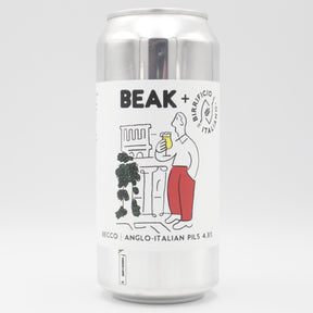 This is a can of Beak / Birrifico Italiano - Becco - 4.8% (440ml). It is a Lager / Pilsner / Kölsch craft beer available to buy from Ghost Whale, voted London's best craft beer shop.