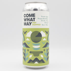 This is a can of Bellwoods / De la Senne - Come What May Dry Hopped - 5.8% (473ml). It is a Wild Ale craft beer available to buy from Ghost Whale, voted London's best craft beer shop.