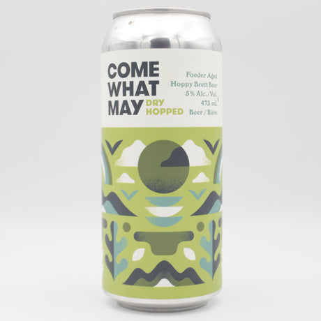 This is a can of Bellwoods / De la Senne - Come What May Dry Hopped - 5.8% (473ml). It is a Wild Ale craft beer available to buy from Ghost Whale, voted London's best craft beer shop.