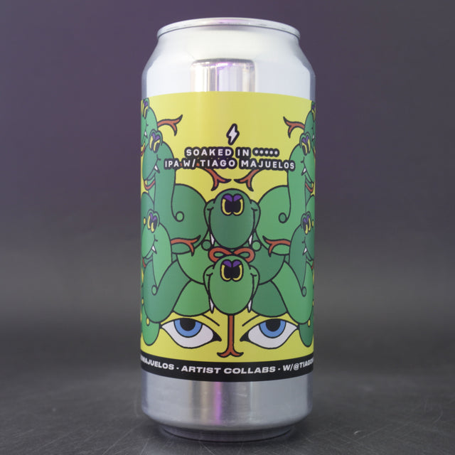 This is a can of Garage Beer Co - Soaked In - 7% (440ml). It is a IPA craft beer available to buy from Ghost Whale, voted London's best craft beer shop.