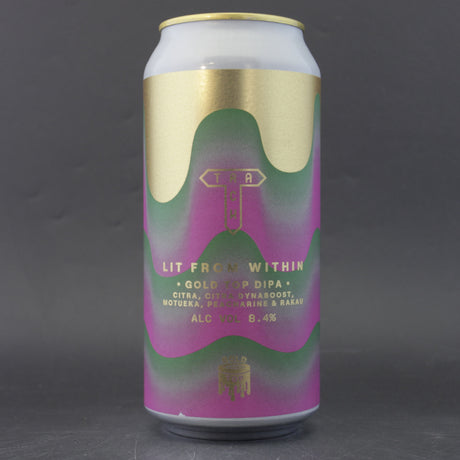 This is a can of Track - Gold Top: Lit From Within - 8.4% (440ml). It is a Double IPA craft beer available to buy from Ghost Whale, voted London's best craft beer shop.