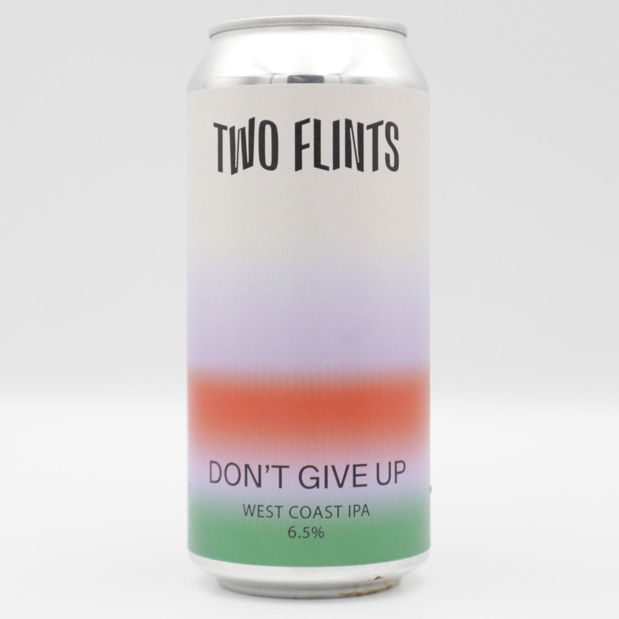 This is a can of Two Flints - Don't Give Up - 6.5% (440ml). It is a IPA craft beer available to buy from Ghost Whale, voted London's best craft beer shop.