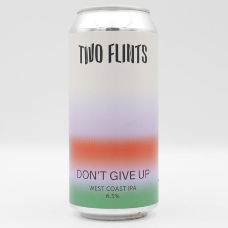 This is a can of Two Flints - Don't Give Up - 6.5% (440ml). It is a IPA craft beer available to buy from Ghost Whale, voted London's best craft beer shop.