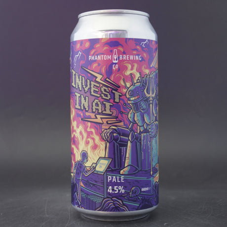 This is a can of Phantom Brewing Co - Invest In AI - 4.5% (440ml). It is a Pale Ale craft beer available to buy from Ghost Whale, voted London's best craft beer shop.