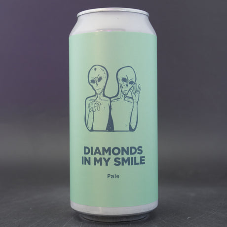 This is a can of Pomona Island - Diamonds In My Smile - 5.6% (440ml). It is a Pale Ale craft beer available to buy from Ghost Whale, voted London's best craft beer shop.