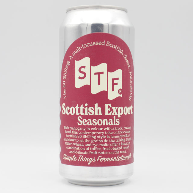 This is a can of Simple Things Fermentations - Scottish Export - 5.5% (440ml). It is a Red / Amber Ale craft beer available to buy from Ghost Whale, voted London's best craft beer shop.