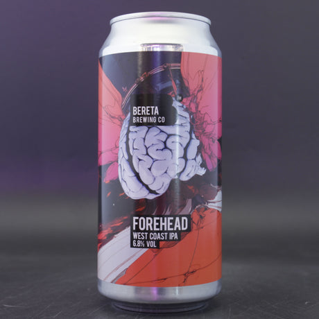 This is a can of Bereta Brewing Co. - Forehead - 6.8% (440ml). It is a IPA craft beer available to buy from Ghost Whale, voted London's best craft beer shop.