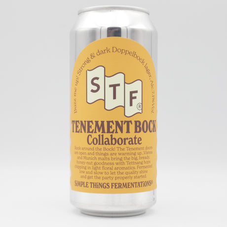 This is a can of Simple Things Fermentations - Tenement Bock - 7.1% (440ml). It is a Lager / Pilsner / Kölsch craft beer available to buy from Ghost Whale, voted London's best craft beer shop.