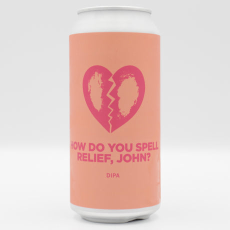 This is a can of Pomona Island - How Do You Spell Relief, John? - 8% (440ml). It is a Double IPA craft beer available to buy from Ghost Whale, voted London's best craft beer shop.