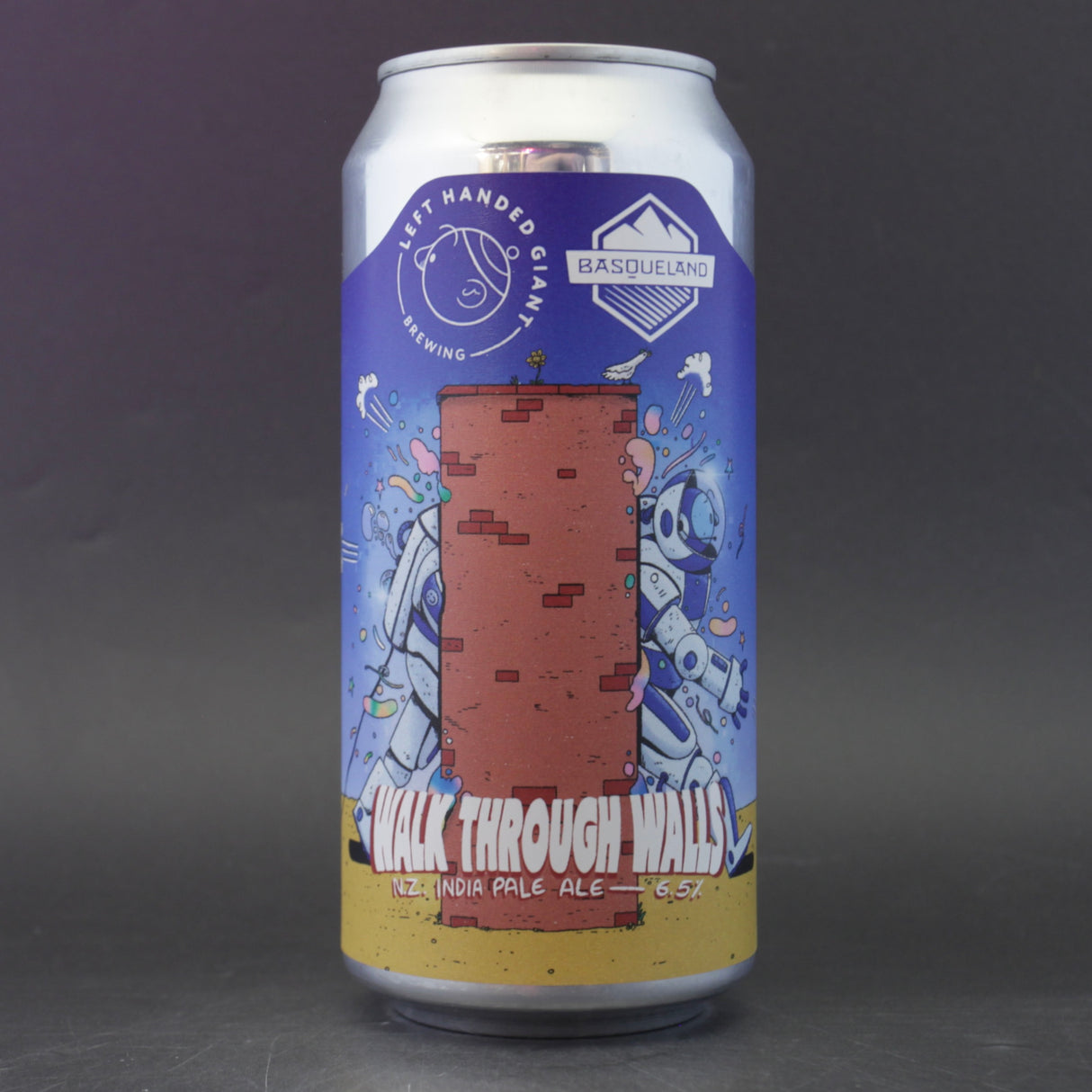 This is a can of Left Handed Giant / Basqueland - Walk Through Walls - 6.5% (440ml). It is a IPA craft beer available to buy from Ghost Whale, voted London's best craft beer shop.