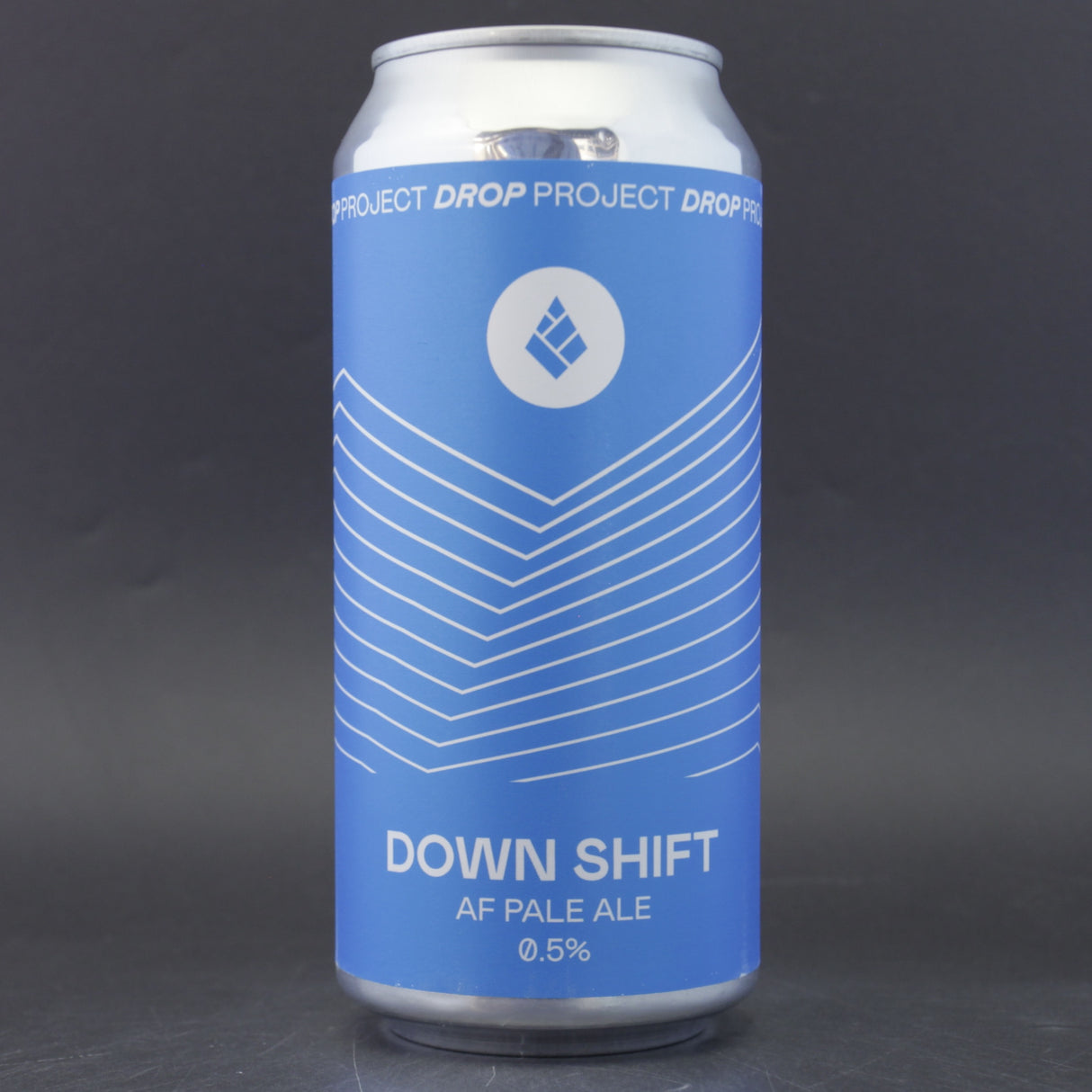 This is a can of Drop Project - Down Shift - 0.5% (440ml). It is a Pale Ale craft beer available to buy from Ghost Whale, voted London's best craft beer shop.