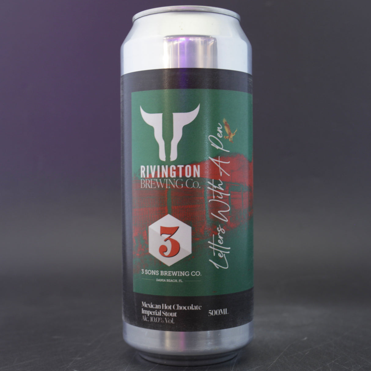 This is a can of Rivington / 3 Sons - Letters With A Pen - 10% (500ml). It is a Imperial Stout / Porter craft beer available to buy from Ghost Whale, voted London's best craft beer shop.