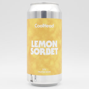 This is a can of Coolhead Brew - Lemon Sorbet - 5% (440ml). It is a Sour craft beer available to buy from Ghost Whale, voted London's best craft beer shop.