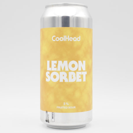 This is a can of Coolhead Brew - Lemon Sorbet - 5% (440ml). It is a Sour craft beer available to buy from Ghost Whale, voted London's best craft beer shop.