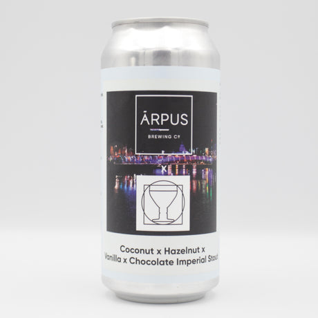 This is a can of Arpus Brewing Co / Commonwealth - Coconut X Hazelnut X Vanilla X Chocolate Imperial Stout - 12% (440ml). It is a Imperial Stout / Porter craft beer available to buy from Ghost Whale, voted London's best craft beer shop.