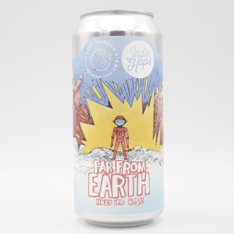 This is a can of Left Handed Giant - Far From Earth - 6.5% (440ml). It is a IPA craft beer available to buy from Ghost Whale, voted London's best craft beer shop.