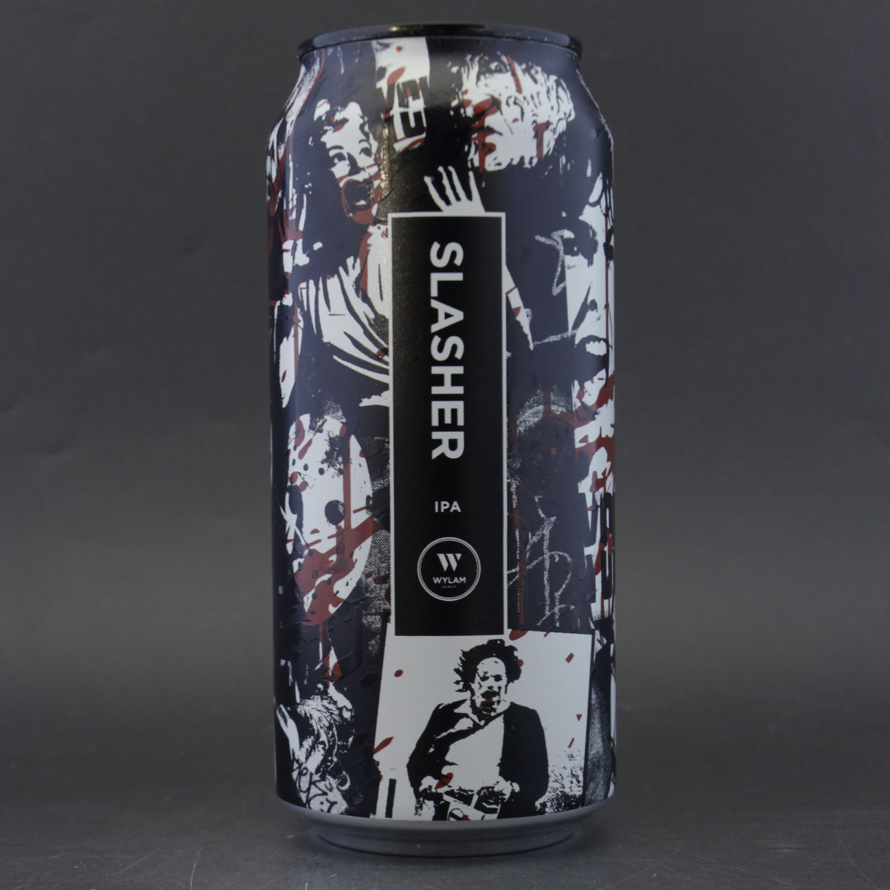 This is a can of Wylam - Slasher - 6.66% (440ml). It is a IPA craft beer available to buy from Ghost Whale, voted London's best craft beer shop.